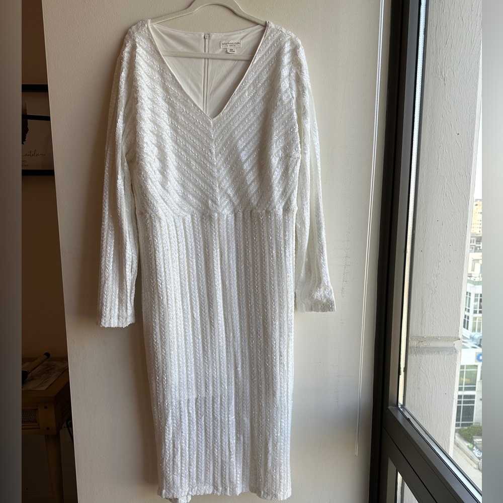 Chic Soul Sequin White MIDI Dress - 2X